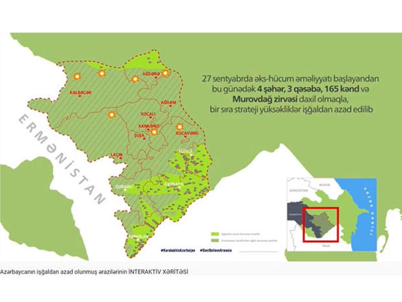 Azərbaycan ordusunun işğaldan azad etdiyi 172 məntəqə interaktiv xəritədə - VİDEO