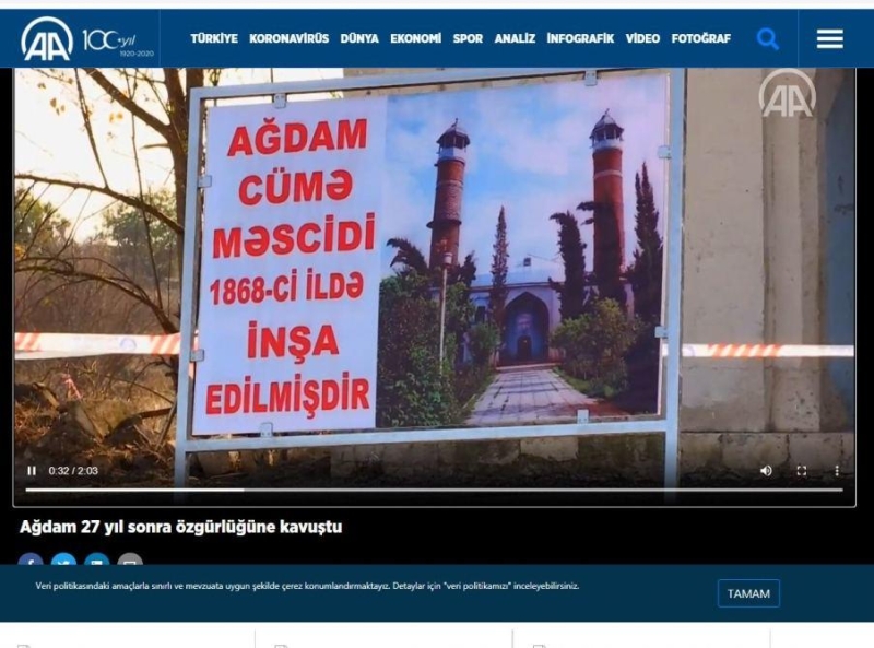 Anadolu agentliyi Ağdam rayonunun görüntülərini əks etdirən videomaterial yayımlayıb - FOTO