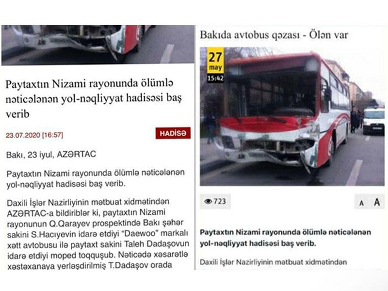 BNA-dan avtobus qəzası xəbərləri ilə bağlı -  Açıqlama