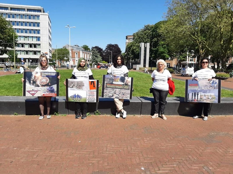 Haaqada ''Mina ölümlərini dayandır!'' tələbi ilə etiraz aksiyası təşkil edilib - FOTO