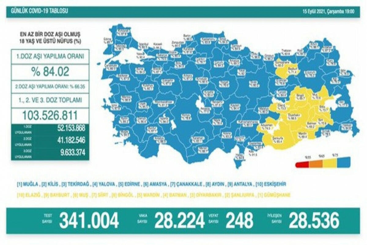 Türkiyədə son sutkada koronavirusdan 248 nəfər ölüb