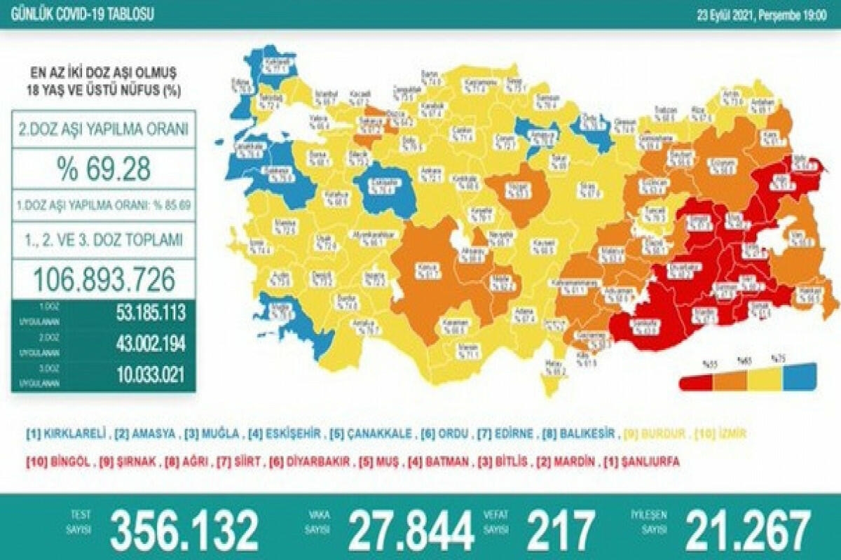 Türkiyədə bu gün koronavirusdan 217 nəfər ölüb