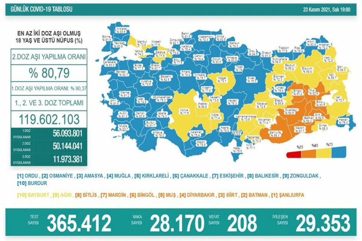 Türkiyədə daha 208 koronavirus xəstəsi vəfat edib