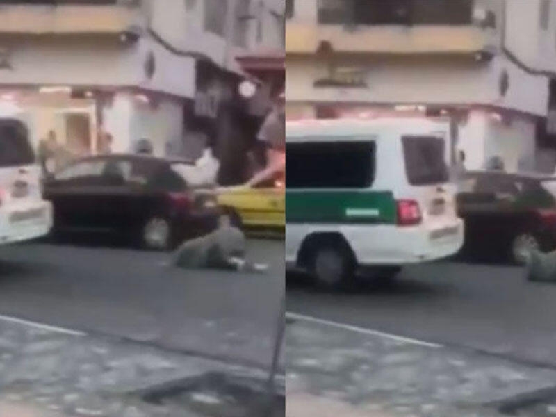 İranda əxlaq polisi qadını avtomobildən yerə atdı - VİDEO