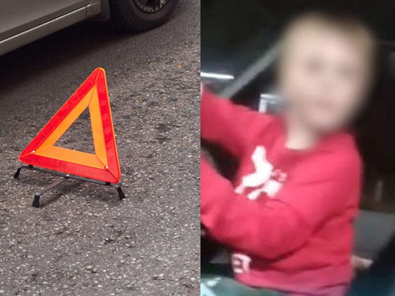 Maşın sürən 8 yaşlı uşaq iki avtomobili vurdu - VİDEO