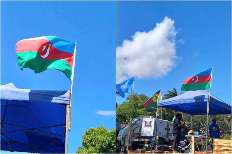 Yeni Kaledoniyadakı aksiyada yenidən Azərbaycan bayrağı dalğalandırıldı - FOTO