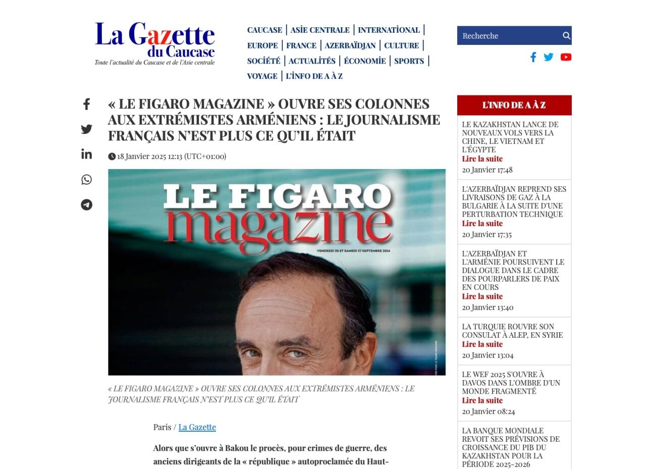 ''La Gazette du Caucase'' erməni ekstrimizminə xidmət göstərən fransız KİV-i ifşa edir