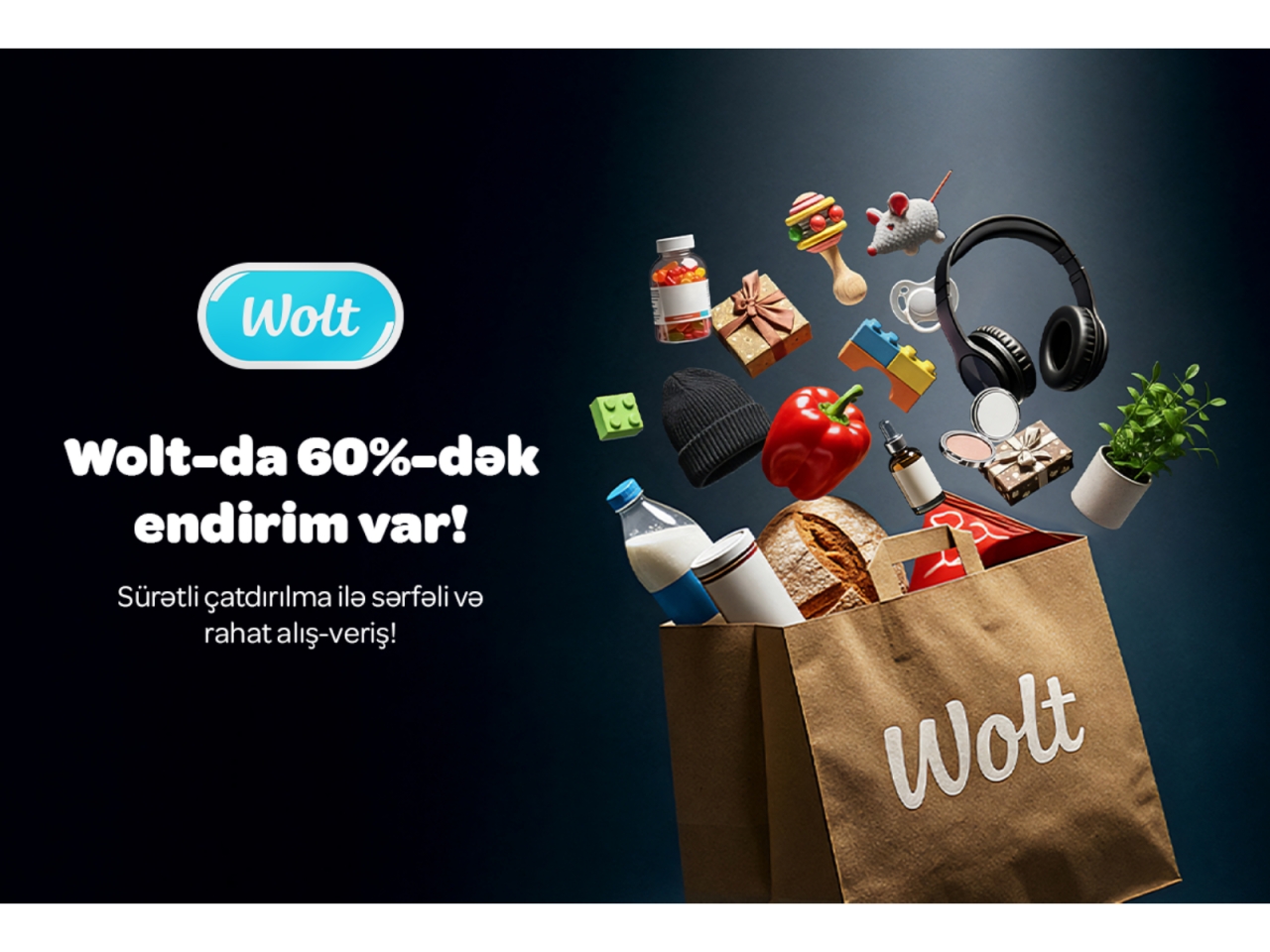 Wolt-dan 60%-dək Endirimlə Black Friday-də Daha Sərfəli və Sürətli alış-veriş edin - Sizin üçün Hər Şey Wolt-da!