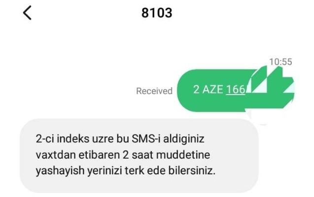 Küçəyə çıxmaq üçün göndərilən SMS-ə belə cavab gəlir - FOTO