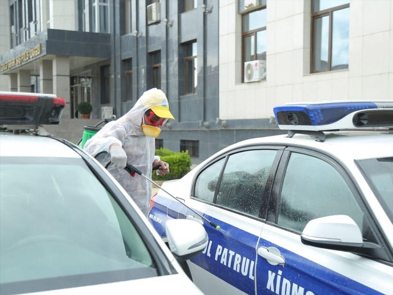 Gəncədə ictimai nəqliyyat vasitələri mütamadi dezinfeksiya edilir - FOTO