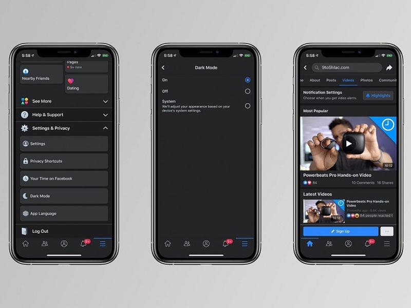 Facebook-un iOS versiyasına Dark Mode gəlir