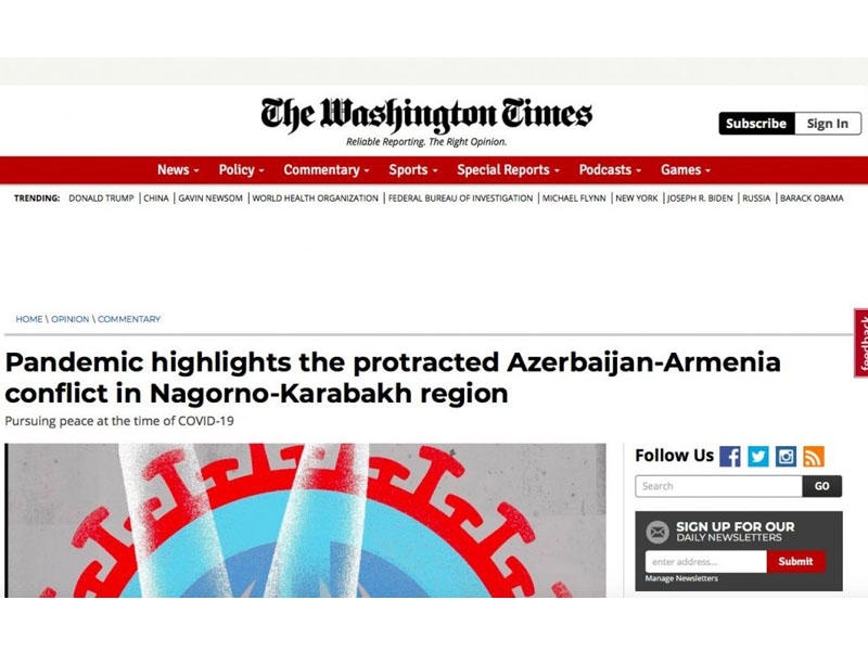 “Washington Times” qəzeti Azərbaycanda aparılan islahatlara və Ermənistan-Azərbaycan münaqişəsinə dair məqalə yayıb