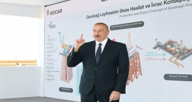 Azərbaycan Prezidenti “Qarabağ” yatağının dayaq bloku haqqında: Bu qurğu bir daha bizim qüdrətimizi göstərir