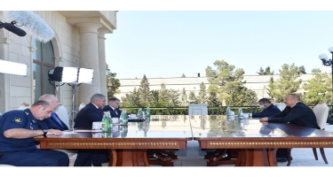 Prezident İlham Əliyev Rusiyanın Müdafiə nazirinin başçılıq etdiyi nümayəndə heyətini qəbul edib - FOTO