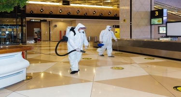 Bakı aeroportunda genişmiqyaslı dezinfeksiya işləri aparılıb - FOTO