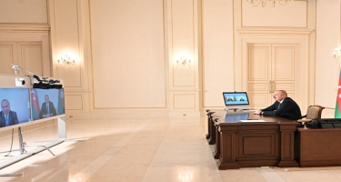 Prezident İlham Əliyev ABŞ Etnik Anlaşma Fondunun prezidenti və təsisçisi Mark Şnayeri videoformatda qəbul edib - FOTO