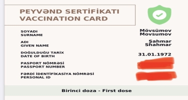 Şahmar Mövsümov COVID-19 pasportunu paylaşdı - FOTO