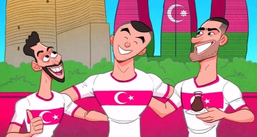 Omar Momani Türkiyə millisinin Bakıya gəlişinə karikatura çəkdi - FOTO