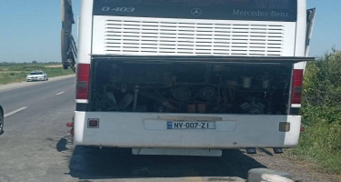 Şagirdləri Qubaya istirahətə aparan avtobus yandı - FOTO