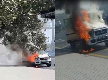 Bakıda “Gelandewagen” yandı - VİDEO