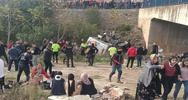 Türkiyədə mikroavtobus dərəyə aşıb, 20 tələbə yaralanıb