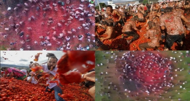 Kolumbiyada yüzlərlə insan “pomidor döyüşü”nə çıxdı: Ortalıq “qan gölü”nə döndü