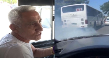 Avtobus sürücüsündən gülünc açıqlama: “Tüstüləmə istidəndir” - VİDEO