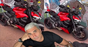Rafael İsgəndərov motosikletini nümayiş etdirdi - VİDEO