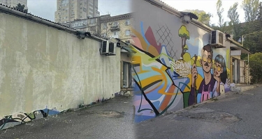 “Sovetski”dəki məşhur qraffiti bərpa olundu - FOTO