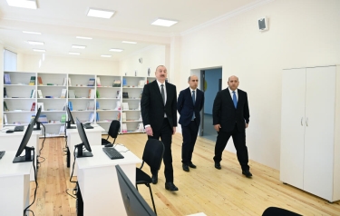 Prezident Ağdamda Kəngərli kənd tam orta məktəbinin binasının açılışında iştirak edib - FOTO