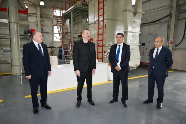 Prezident Sabirabadda pambıq emalı zavodunun fəaliyyəti ilə tanış olub - FOTO