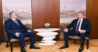 Prezident İlham Əliyev Münxendə Qazaxıstan Respublikasının Prezidenti Kasım-Jomart Tokayev ilə görüşüb - FOTO