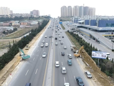 Bakının girişindəki yol genişləndirilir - FOTO