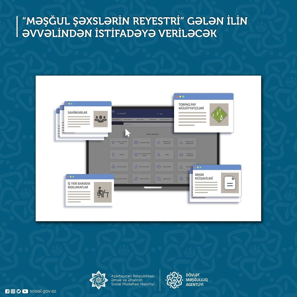 “Məşğul şəxslərin reyestri” gələn ilin əvvəlindən istifadəyə veriləcək