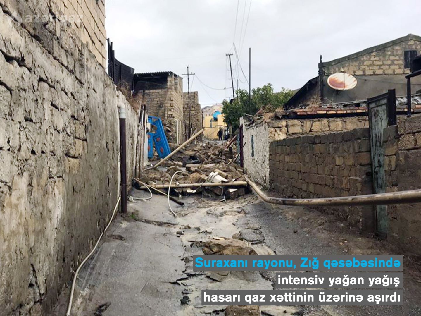 Suraxanıda hasar aşdı, qaz xətti zədələndi (FOTO)