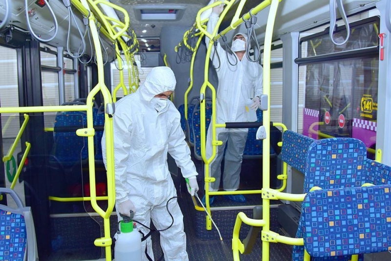 Bakıda marşrut avtobuslarının dezinfeksiyasına nəzarət gücləndirildi