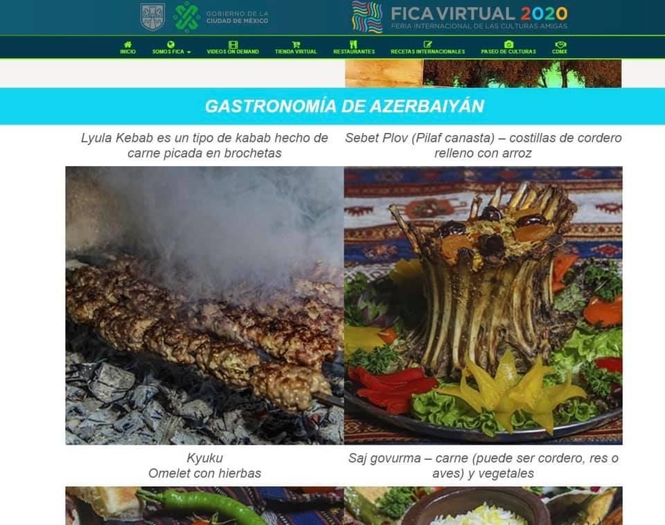 Meksikanın paytaxtında keçirilən virtual beynəlxalq festivalda Azərbaycanın mədəniyyəti və milli mətbəxi təqdim olunur (FOTO)