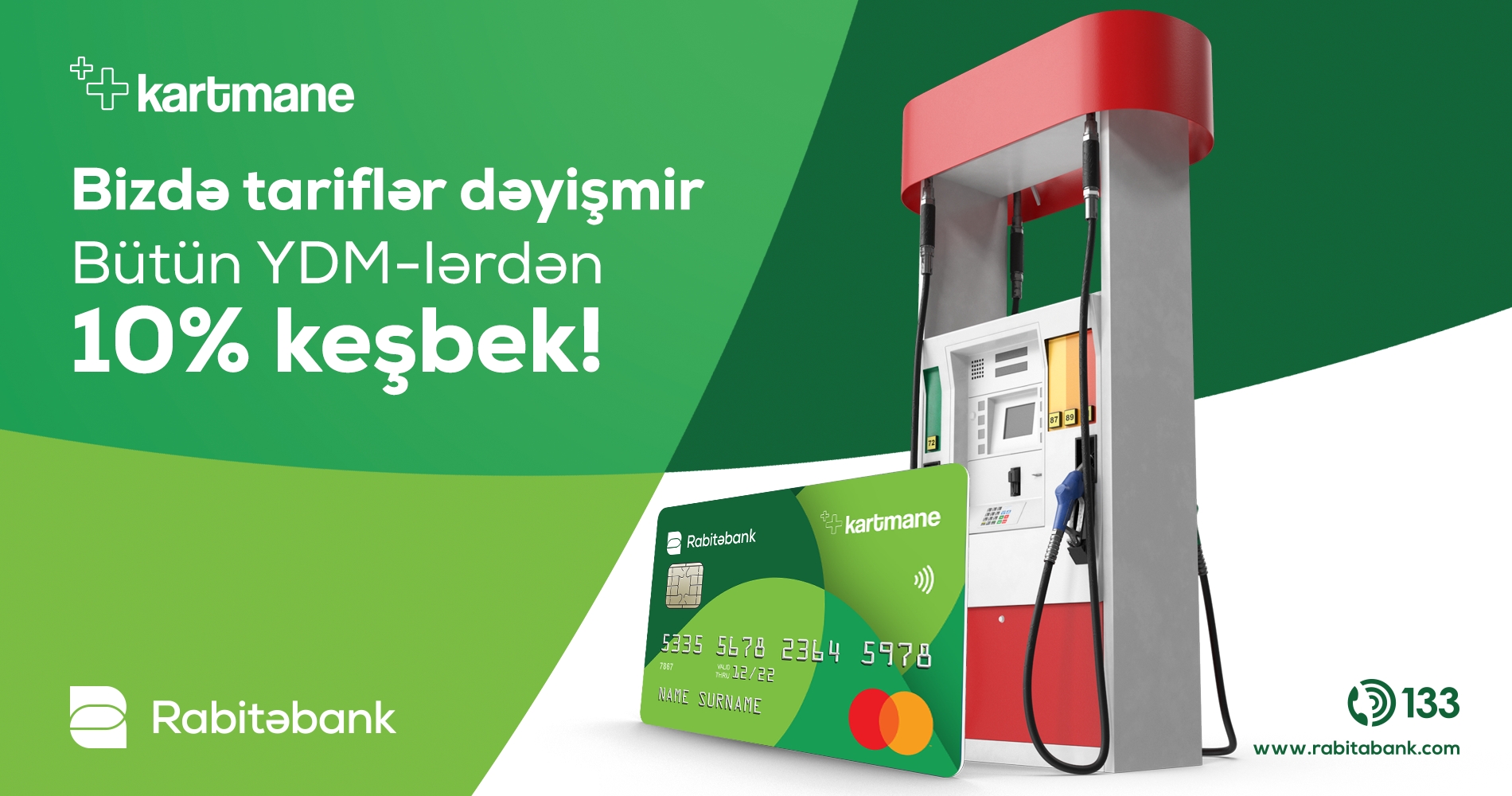 Tariflər dəyişmir - Bütün YDM-lərdən 10% keşbek!