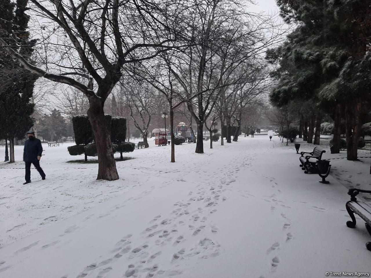 Bakıya ilk qar yağdı (FOTO)