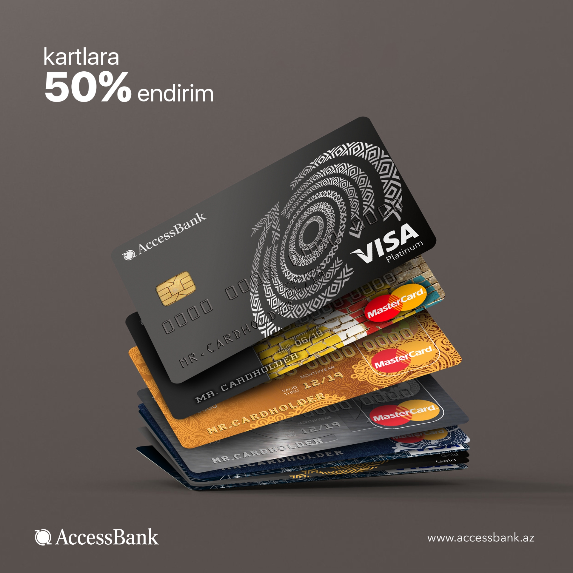 ''AccessBank''ın kartlarını yarı qiymətə əldə et!