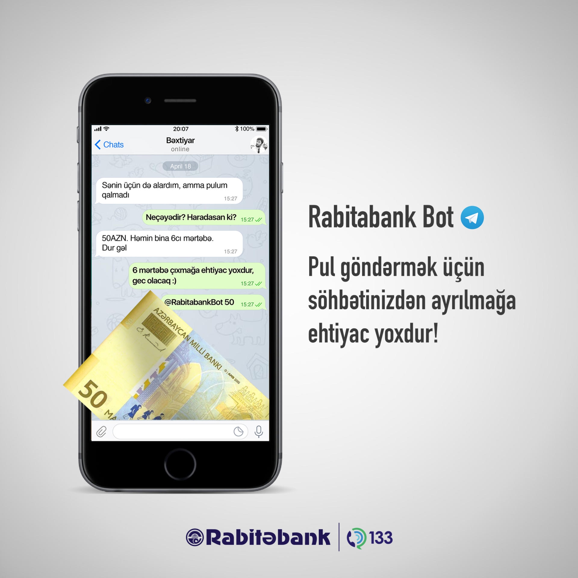 ''Rabitabank Bot''un yeni imkanı ilə pul göndərmək bu qədər rahat olmamışdı!