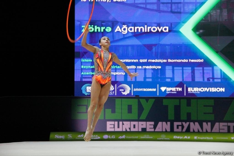 Bakıda bədii gimnastika üzrə Avropa çempionatının final mərhələsi davam edir (FOTO)