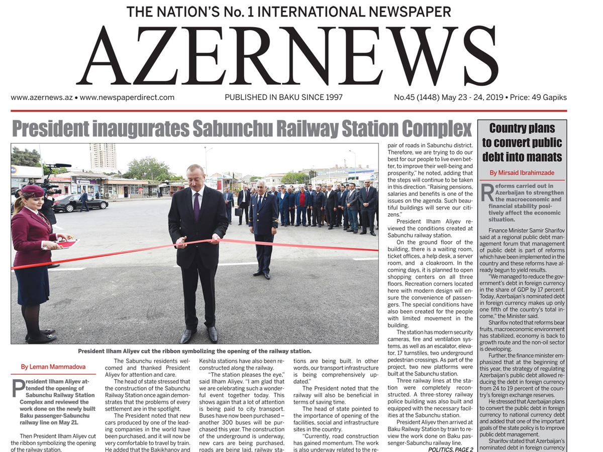 ''AZERNEWS'' qəzetinin növbəti nəşri çapdan çıxıb