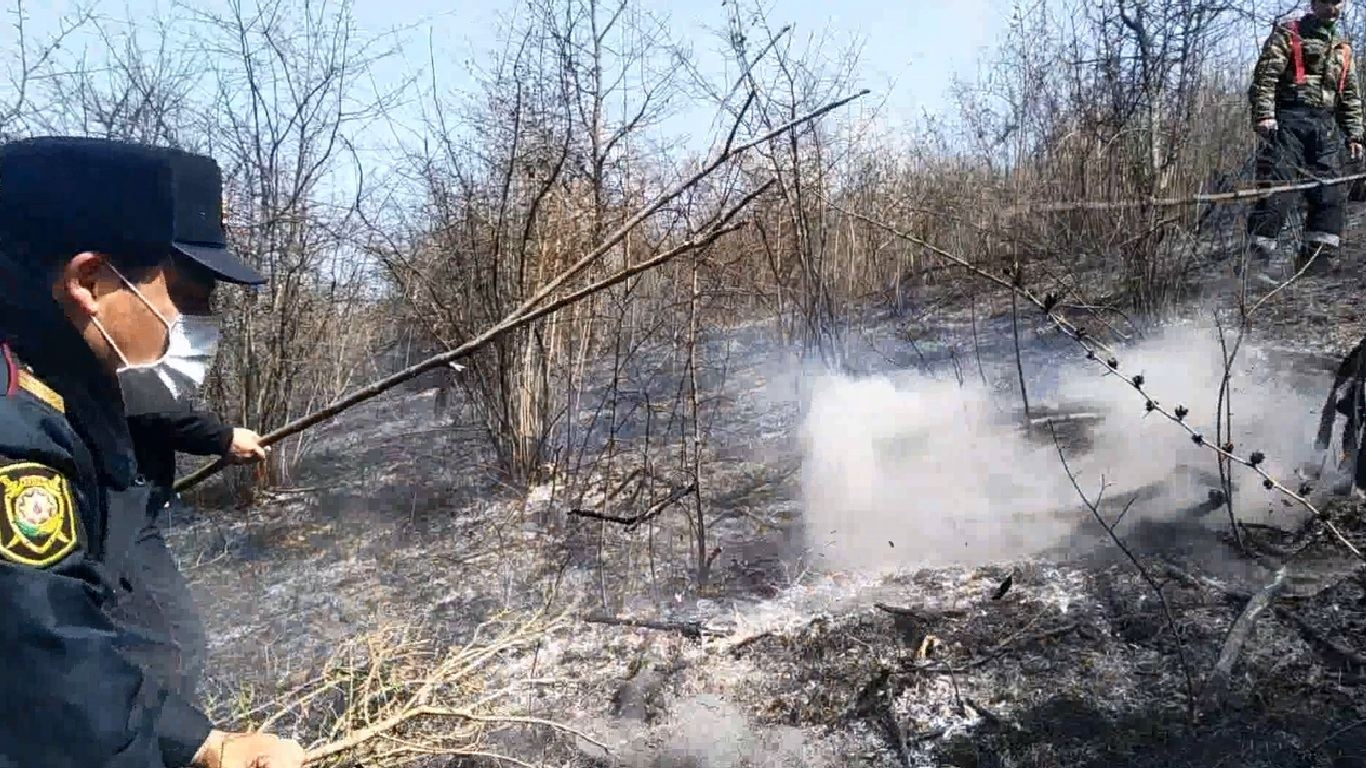 Qubada ehtiyatsızlıqdan yanğın törədən şəxs saxlanıldı (FOTO)