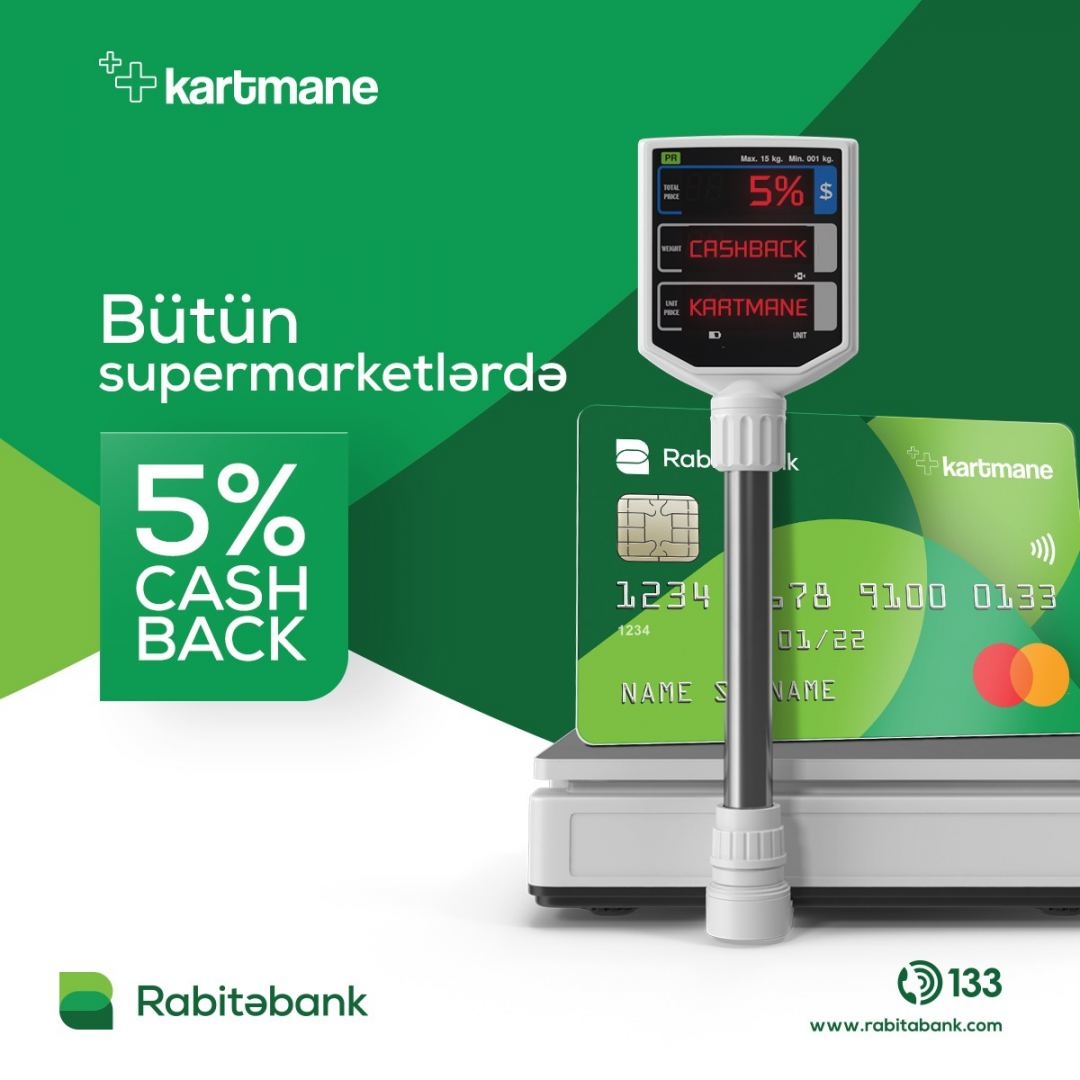 Marketlərdə alış-verişlərini Kartmane ilə edənlərə 5% cashback!