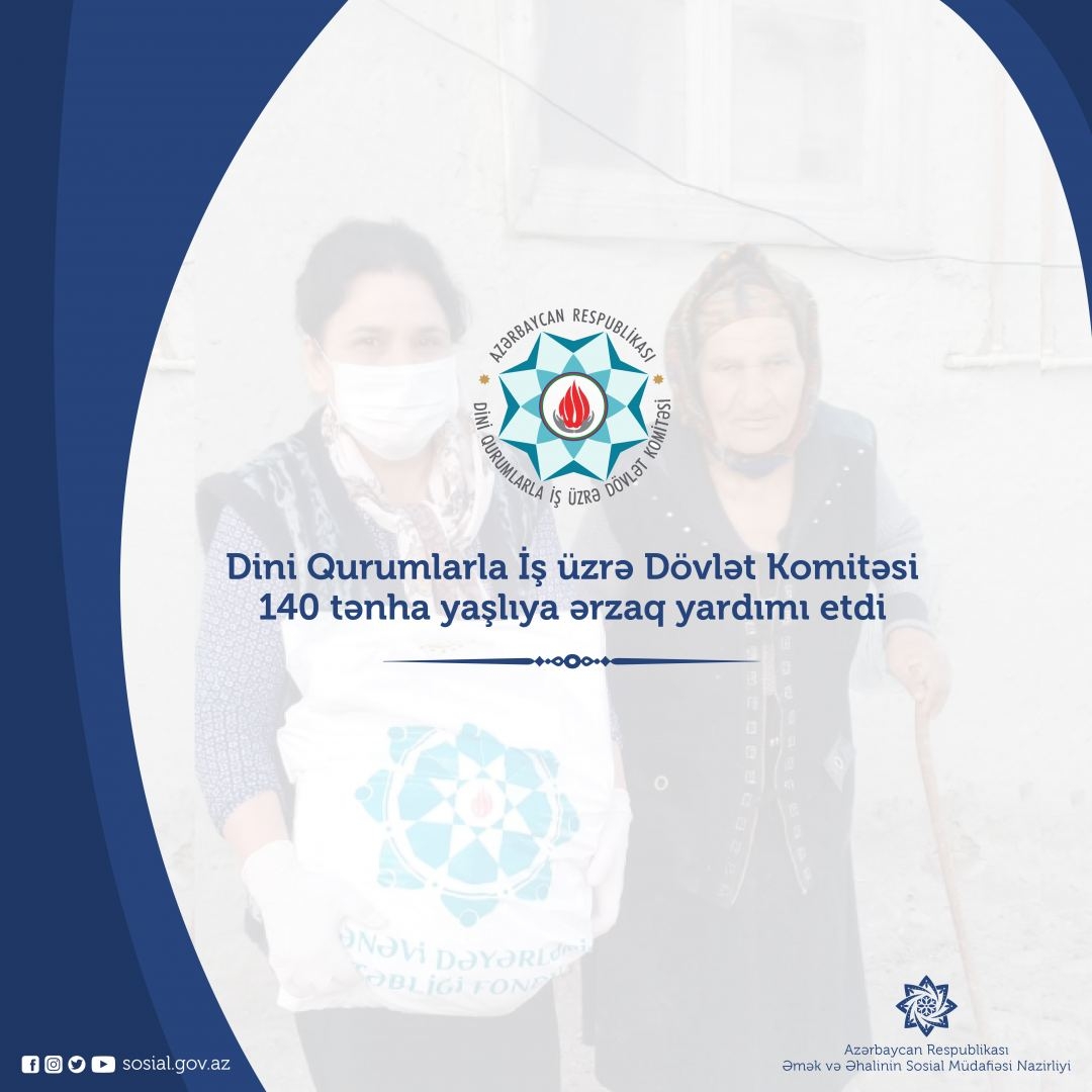 Dini Qurumlarla İş üzrə Dövlət Komitəsi 140 tənha yaşlıya ərzaq yardımı etdi