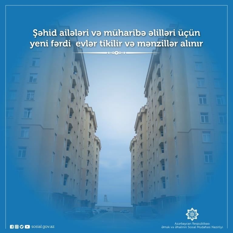 Şəhid ailələri və müharibə əlilləri üçün yeni fərdi evlər tikilir