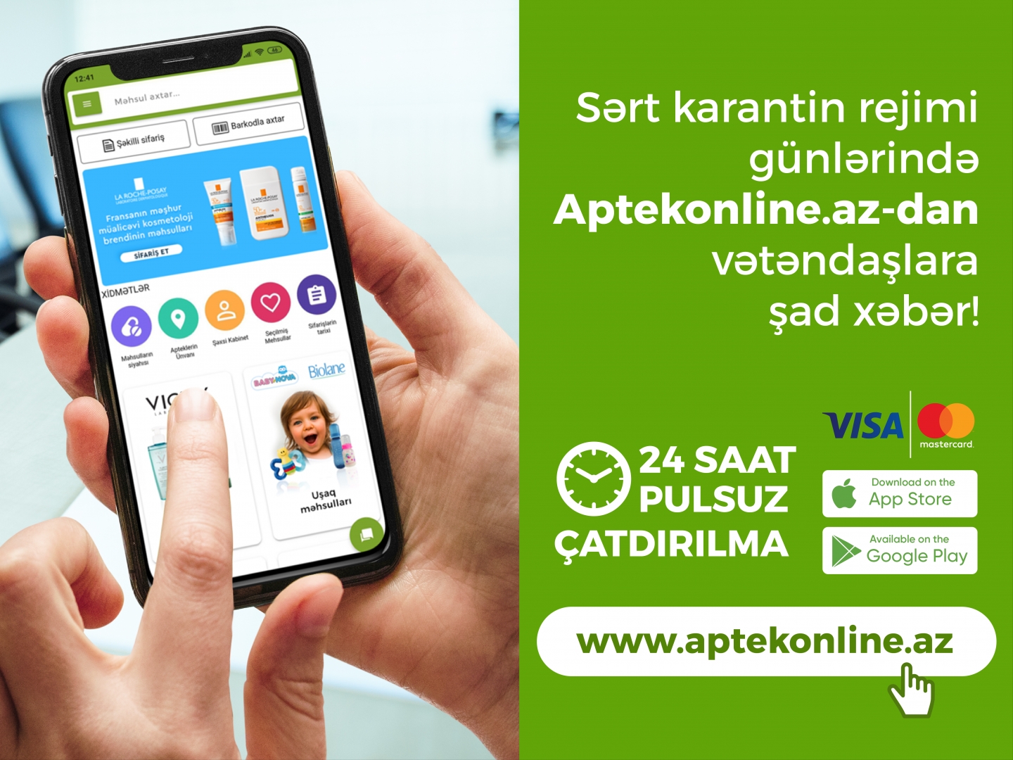 Sərt karantin rejimi günlərində Aptekonline.az-dan vətəndaşlara şad xəbər!