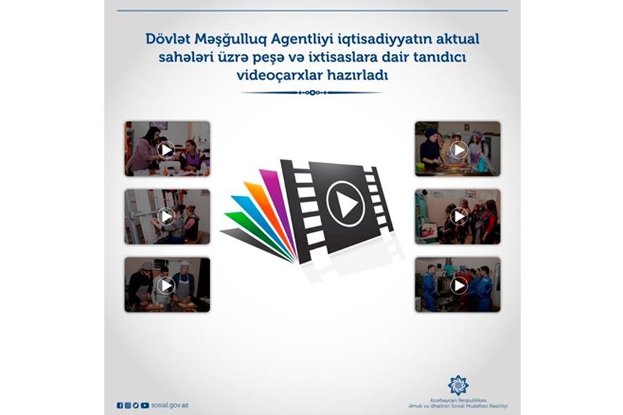 Dövlət Məşğulluq Agentliyi iqtisadiyyatın aktual sahələri üzrə peşə və ixtisaslara dair tanıdıcı videoçarxlar hazırlayıb