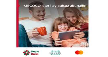 PAŞA Bank MasterCard əməkhaqqı kart sahibləri üçün MEGOGO-dan 1 aylıq pulsuz abunəlik!